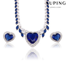 Fashion Luxury Rhodium Heart-Shaped CZ Diamond Jewelry Set for Wedding 62362